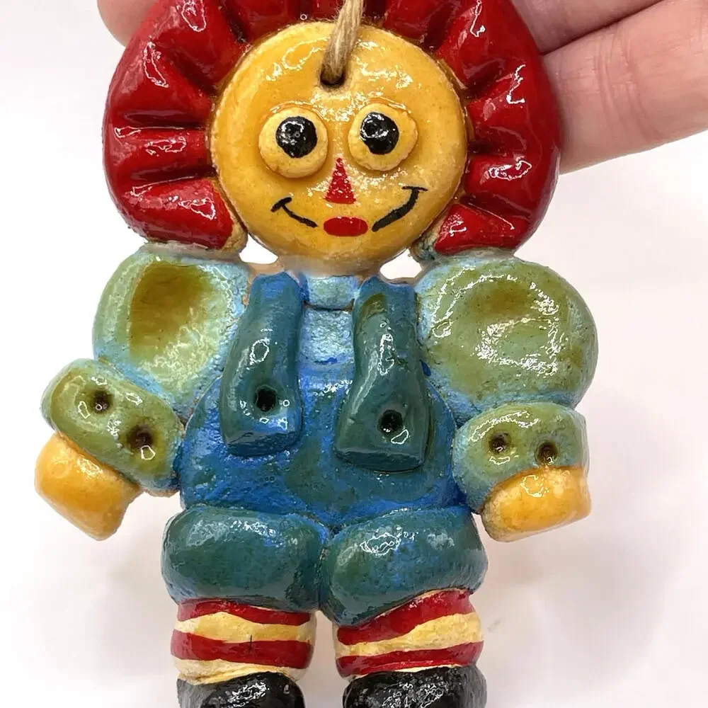 Vintage Raggedy Ann and Andy Salt Dough Christmas Ornaments 4